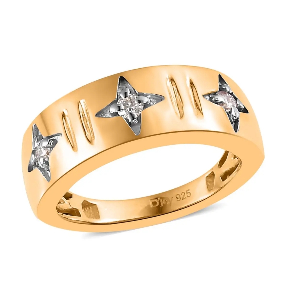Genuine Moissanite Celestial Starburst Band Ring